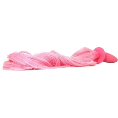 Анальна пробка з хвостиком Unicorn Tails Pastel, 8,4х3,2 см, рожевий: Наявність вібрації  немає