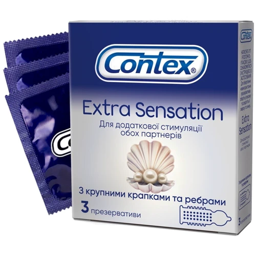Презервативи латексні з силіконоваю змазкою Contex №3 Extra Sensation: Кількість в упаковці 3