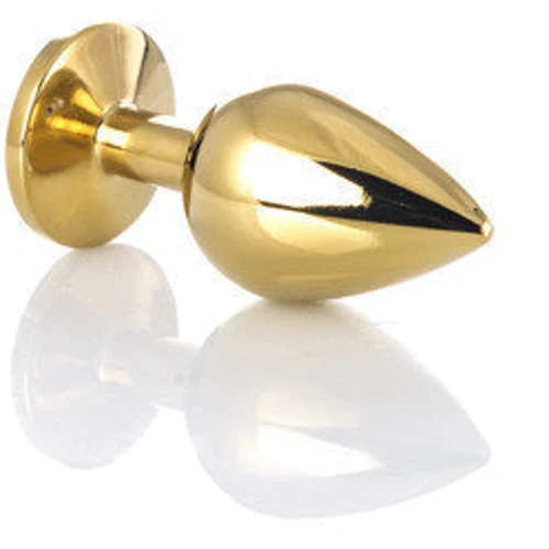 Анальная пробка с кристаллом Toyfa Metal Gold anal plug black gem: Наличие вибрации Нет