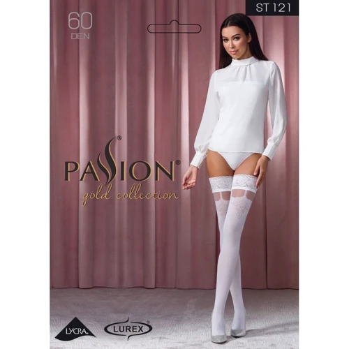 Чулки Passion ST121 3/4 белые, на ажурной силиконовой резинке, с цветочным орнаментом: Для кого Для женщин