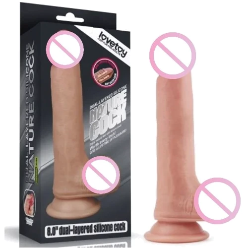 Фаллоимитатор с мошонкой LOVETOY 8" Dual layered Platinum Silicone Cock