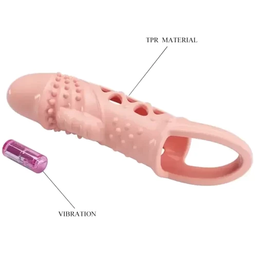 Удлиняющая насадка с вибростимуляцией PRETTY LOVE - PENIS SLEEVE Cecelia, BI-026242: Особенности С пупырышками, Ажурные, С кольцом на мошонку