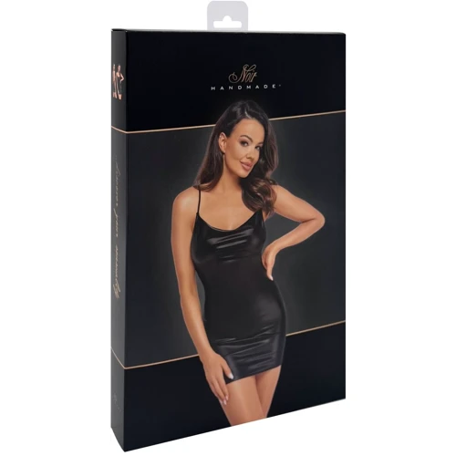 Сукня Noir Handmade F307 Mirage wetlook mini dress with jewelry rhinestone chain Вlack, S: Матеріал Полиэстер