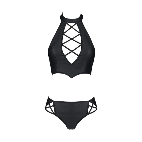 Комплект из эко-кожи Nancy Bikini black L/XL - Passion: Материал Полиуретан