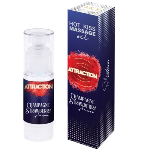 Съедобное массажное масло MAI Attraction Champagne Strawberry Hot Kiss (50 мл): Особенности Съедобное, С ароматом