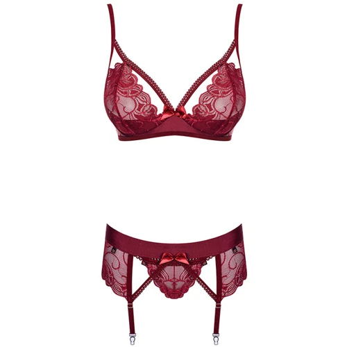 Комплект Obsessive Wonderia set, S / M, рубіновий фото 3
