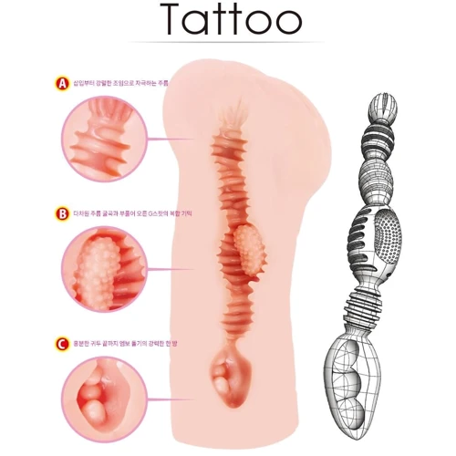 Мастурбатор-вагина двухслойный Kokos Tattoo Vibe: Материал TPE (термопластичный эластомер)