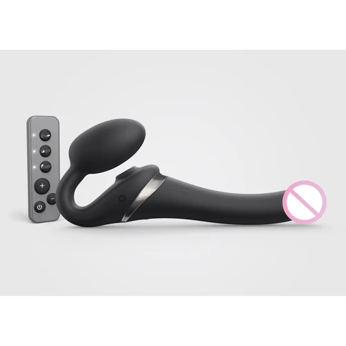 Безремневой вибрострапон с вакуумной стимуляцией Strap-On-Me MULTI ORGASM Black S