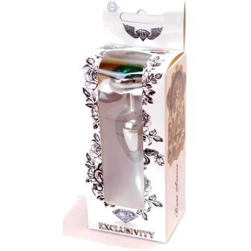 Анальная пробка с кристаллом BOSS of TOYS Boss Series - Jewellery Silver Heart PLUG Green S, BS6400051 фото 6