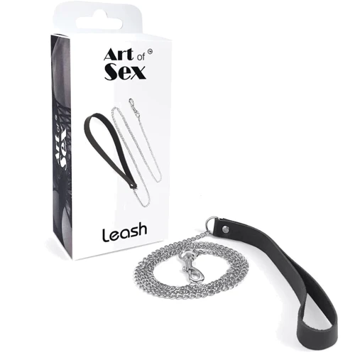 Поводок на цепочке из натуральной кожи Art of Sex - Leash, черный: Производитель Art of Sex