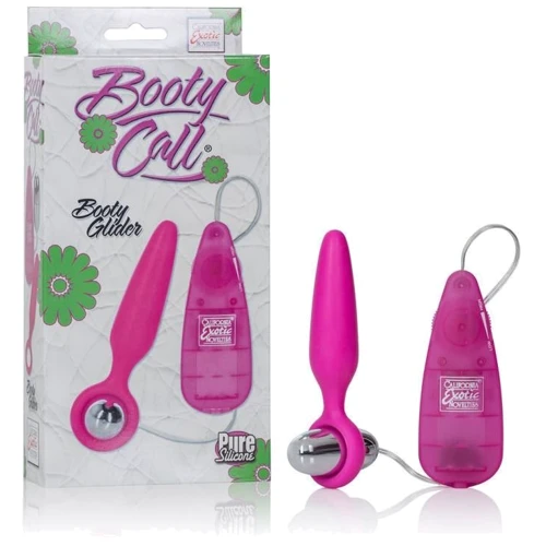 Анальна вібро-пробка Booty Call Booty Glider, 9.5x2.5 см, рожевий: Наявність вібрації  є