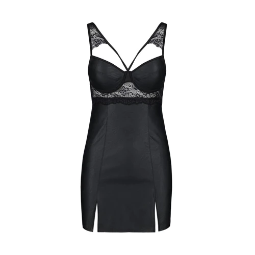 Бебі-дол з еко-шкіри та мережива Loona Chemise black XXL/XXXL - Passion: Матеріал Полиуретан