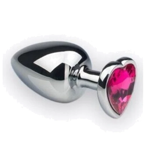 Анальная пробка, Silver Heart Pink-Rhodolite, M