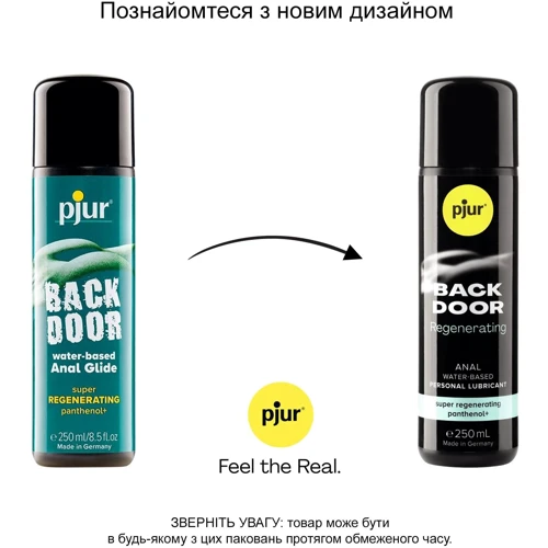Анальна змазка pjur backdoor Regenerating 250мл на водній основі, з пантенолом та екстрактом ромашки: Тип Анальні