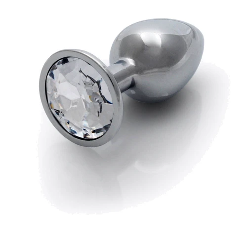 Металевий анальний затор Ouch! Heart Gem Silver - Diamond, S