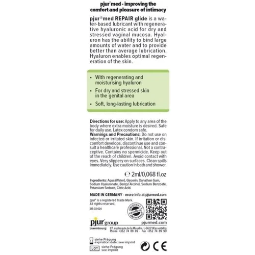 Пробник pjur MED Repair glide 2 мл с регенерирующим гиалуроном для сухой кожи: Для кого Унисекс