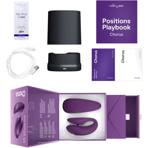 Смарт-вібратор для пар We-Vibe Chorus Purple, сенсорне керування вібраціями стисненням пульта фото 8