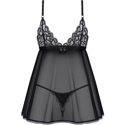 Пеньюар и трусики Obsessive Blomentis babydoll & thong M/L: Материал Полиамид