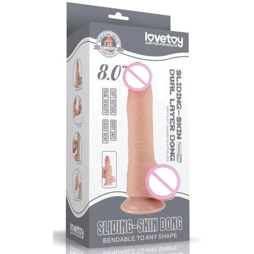 Фаллоимитатор LoveToy Sliding-Skin Dual Layer Dong 8" Flesh: Назначение Вагинальные