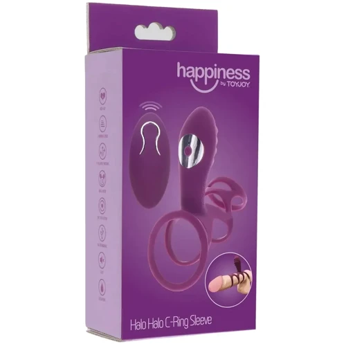 Вібронасадка з пультом дистанційного керування Toy Joy Halo Halo C-Ring Sleeve (фіолетовий): Призначення Для утолщения