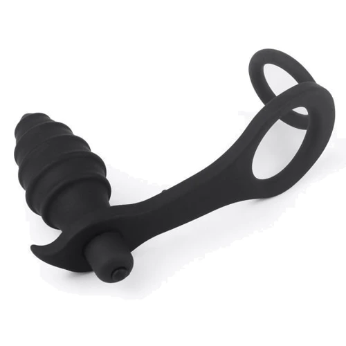 Анальная пробка с эрекционным кольцом и вибрацией LoveToy Ass Rasca Prostate Plug Combo Vibrating Black: Особенности Водонепроницаемые, С кольцом
