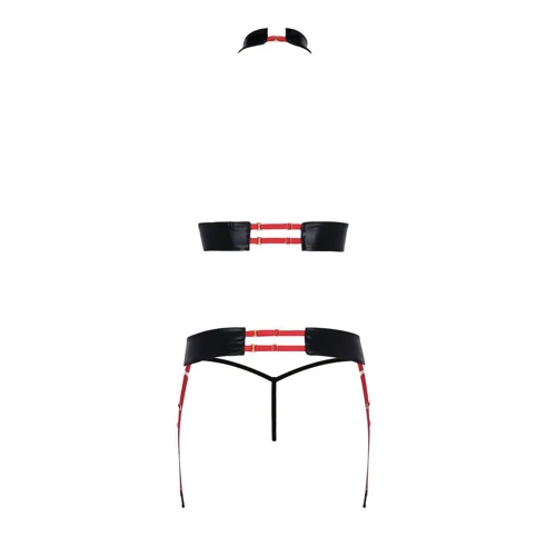 Комплект Passion AZIZA SET red S/M: Узор Однотонный
