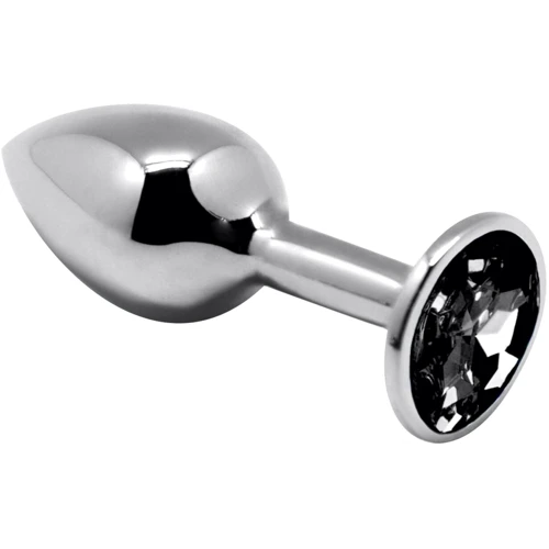 Металлическая анальная пробка с кристаллом Alive Mini Metal Butt Plug Black L