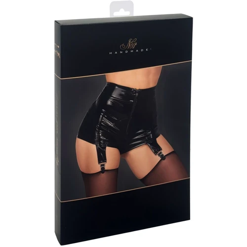 Шортики Noir Handmade F325 Glam suspender wetlook and vinyl shorts Вlack, XL: Декор Молния