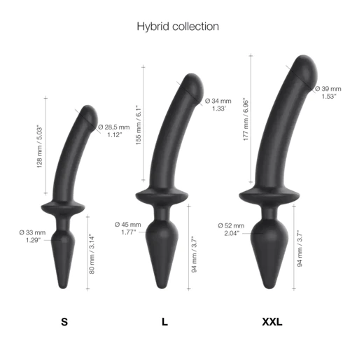 Анальная пробка с дилдо Strap-On-Me Switch Plug-In Semi-Realistic Dildo Black - S: Наличие вибрации Нет