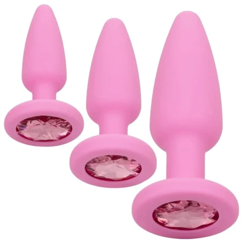 Набор анальных пробок California Exotic Novelties First Time Crystal Booty Anal Plug Set (розовый)