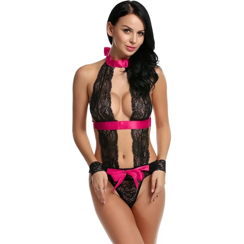 Эротический комплект Пленница NDS 5108-1 Black/Pink, S/M (16786): Узор Цветочный, Однотонный