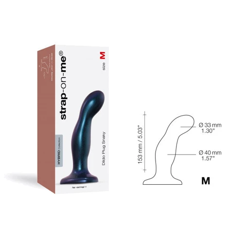 Дилдо Strap-On-Me Dildo Plug Snaky Metallic Blue - M: Длина проникновения, см 15.3