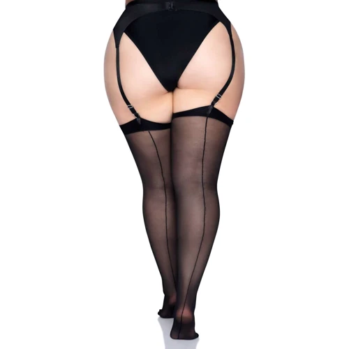 Прозорі панчохи із заднім швом Leg Avenue + PLUS SI Black: Застосування На ноги