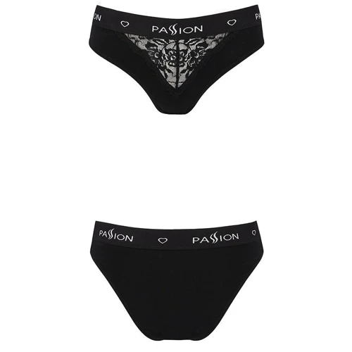 Трусики з широкою гумкою та мереживом Passion PS001 PANTIES XL, black: Матеріал Хлопок