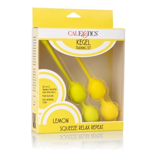 CalExotics Kegel Training Set Lemon вагінальні кульки, 9.5x3.25 см: Кількість кульок 2