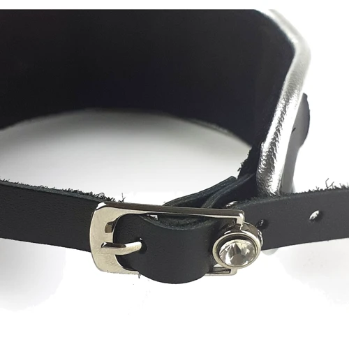 Нашийник з натуральної шкіри зі стразами та кільцем Art of Sex - Collar Ring: Для кого Унисекс