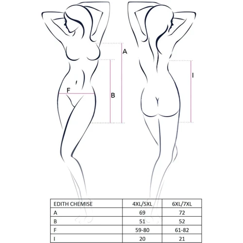Еротичний пеньюар Passion EDITH CHEMISE black 4XL / 5XL фото 3