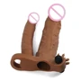 Насадка LoveToy Pleasure X-Tender Vibrating Double Penis Sleeve Brown Add 2": Наявність вібрації є