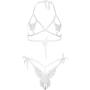 Комплект Leg Avenue Open cup bra and pearl panty White: Візерунок Однотонный