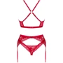 Комплект белья Obsessive Lacelove cupless 3-pcs set M/L Red: Декор Кружево