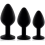 Набір анальних пробок з кристалом Rianne S: Booty Plug Set Black: Наявність вібрації  немає