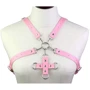 Портупея с фиксатором Women's PU Leather Chest Harness Caged Bra PINK