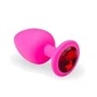 Силиконовая анальная пробка с кристаллом Pink Silicone Ruby (размер M)
