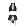 Комплект с имитацией шнуровки Nancy Set black 6XL/7XL - Passion топ, трусики и пояс для чулок: Вид Комплекты