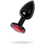 Анальная пробка с кристаллом Toyfa Metal Black anal plug ruby gem