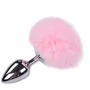 Металлическая анальная пробка Кроличий хвостик Alive Fluffly Plug L Pink