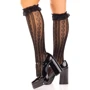 Гольфы ажурные с рюшами Leg Avenue Sweetheart Ruffle Cuff Knee Highs Black: Материал Нейлон