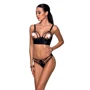 Комплект з еко-шкіри Passion Malwia Bikini black XXL/XXXL: з люверсами та ремінцями, бра та трусики