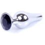 Анальная пробка с кристаллом BOSS of TOYS Boss Series - Jewellery Silver BUTT PLUG Black, BS6400074: Наличие вибрации Нет