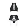 Комплект из эко-кожи с имитацией шнуровки Nancy Set black L/XL - Passion: Применение На тело